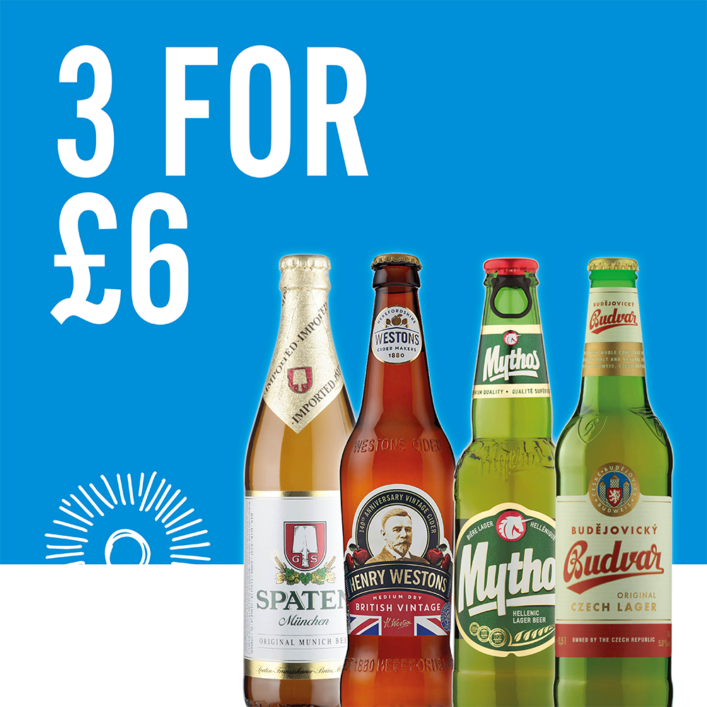3 For £6 Beers Offer Ends 17/08/2026