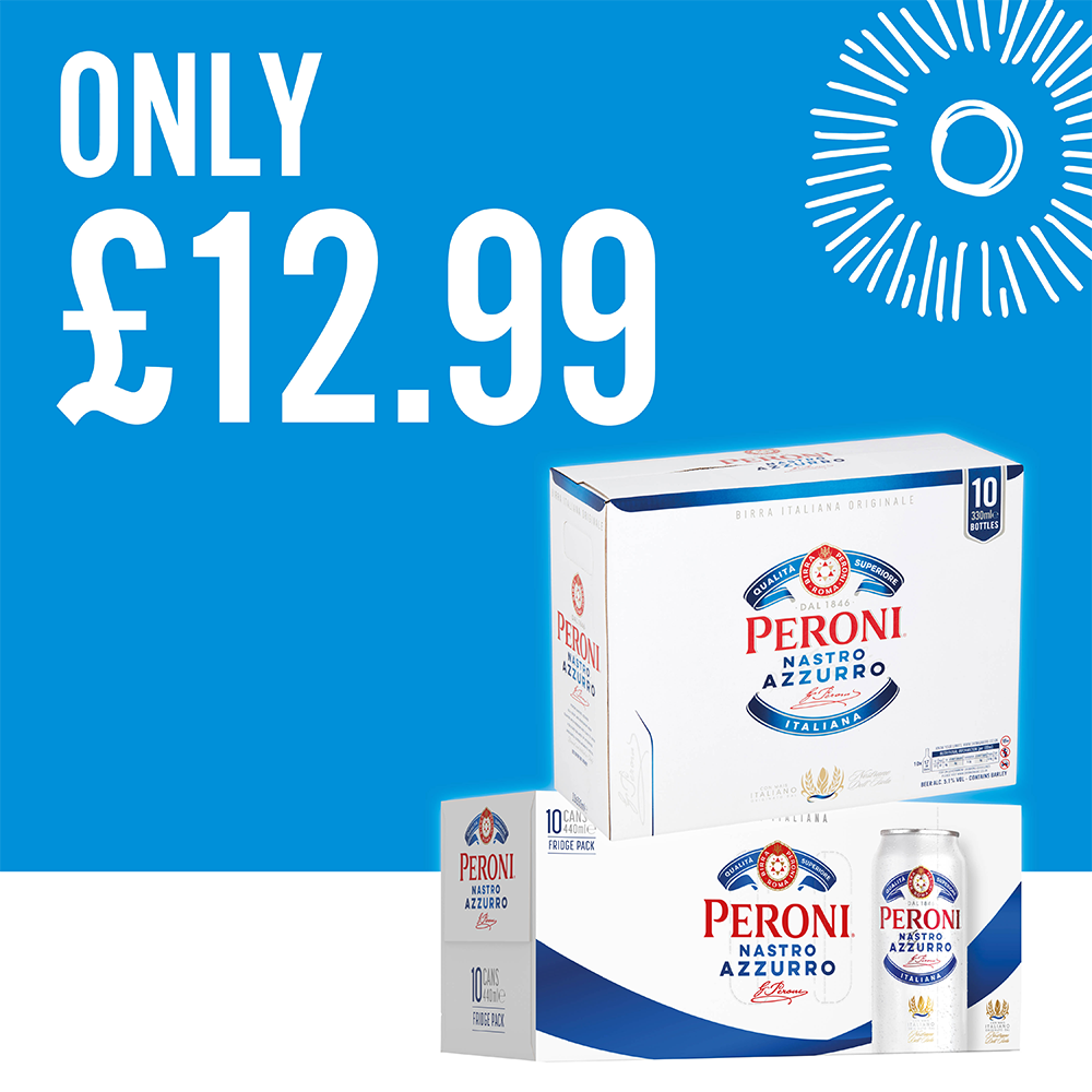 Peroni Cans/Bottles Only £12.99 Each Offer Ends 17/08/2026